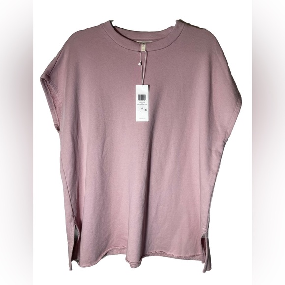 Eileen Fisher Organic Cotton French Terry Cap Sleeve Top in Light Plum | L | GUC - Picture 12 of 13